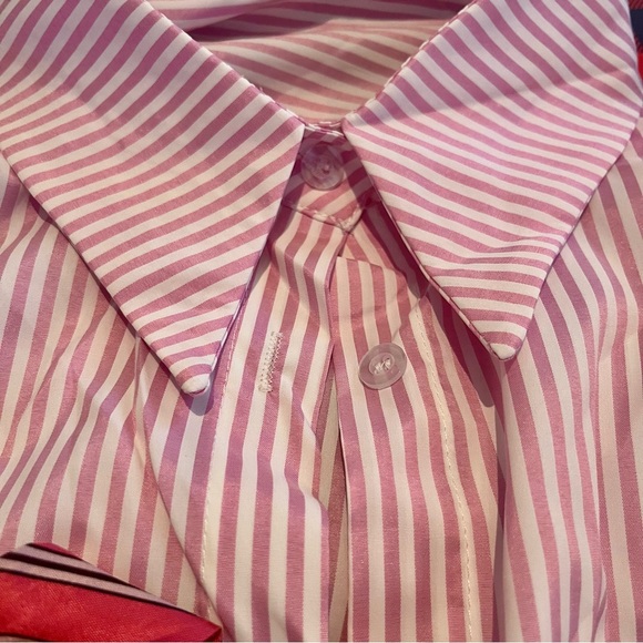 Bow Detail Oversized Striped Shirt Blouse - Picture 13 of 15